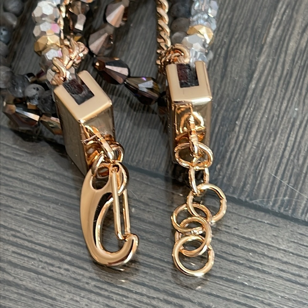 Victoria Emerson Stacked Bracelet with One Clasp Crystal, Stone & Chain - Picture 14 of 16